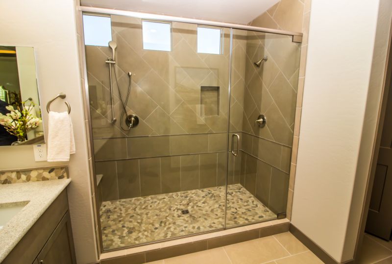 Glass Enclosed Shower with Rainfall Showerhead